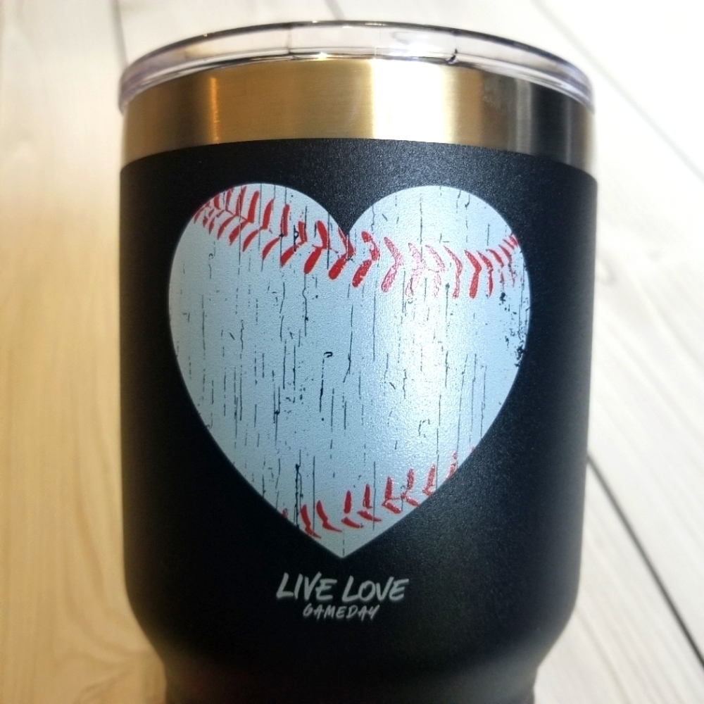 Live Love GameDay Jet black 32 oz baseball heart tumbler NWT - Picture 4 of 10